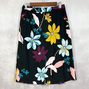 Who What Wear‎ Womens Skirt Size 2 Kick Pleat Dark Floral Mod A-Line Business
